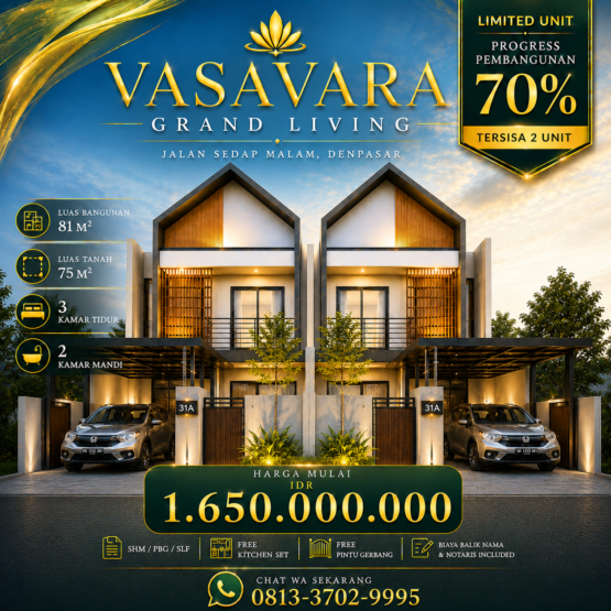 Rumah di Jual Di Denpasar Vasavara Grand Living Sedap Malam Kota Denpasar - foto 1