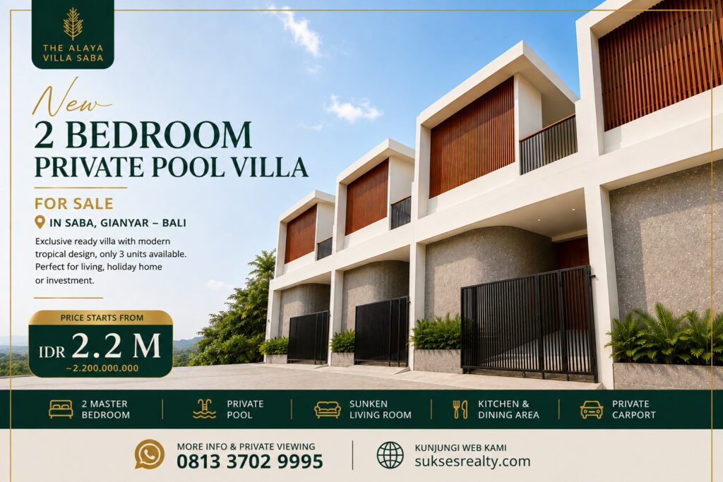 VILLA DIJUAL Di Saba Gianyar The Alaya Villa Saba-2 Bed Room Private Pool