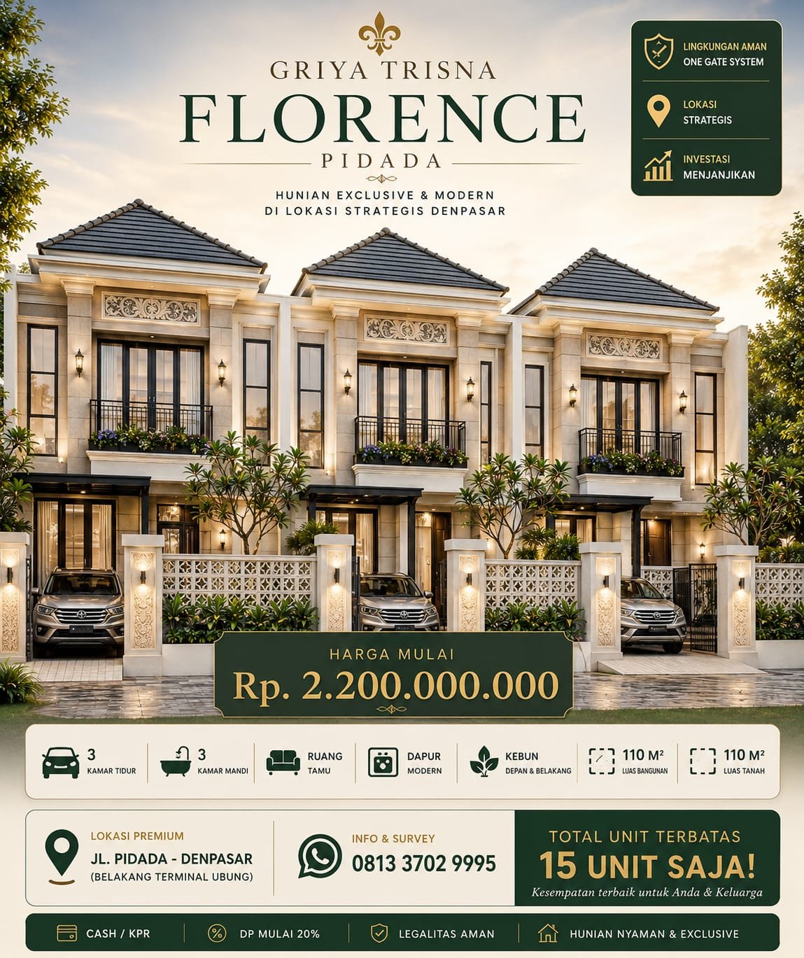 Rumah di Jual di Denpasar Griya Trisna Florence Pidada UBUNG Denpasar - foto 2