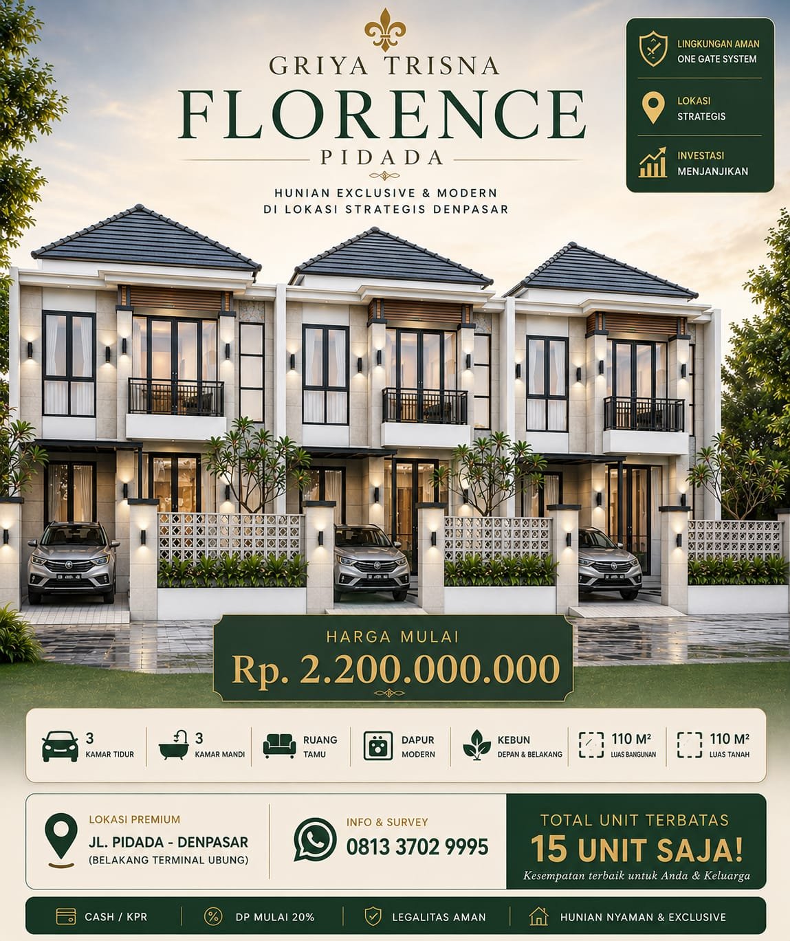 Rumah di Jual di Denpasar Griya Trisna Florence Pidada UBUNG Denpasar - foto 1