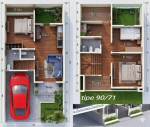Layout Rumah di Griya Semilasari Type 90 /71