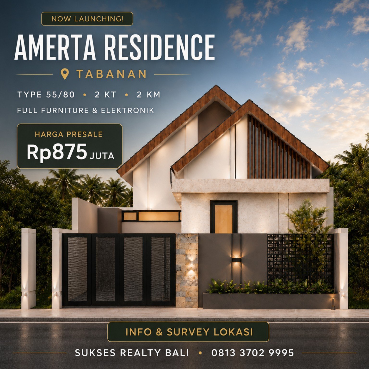 Rumah DIJUAL di Tabanan – AMERTA RESIDENCE SANGGULAN Fully Furnished - foto 1