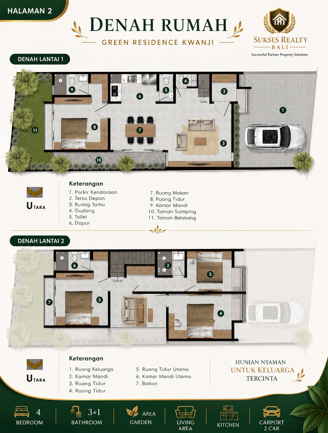 Rumah di Jual Di Dalung Green Kwanji Residence Dalung Badung - foto 8
