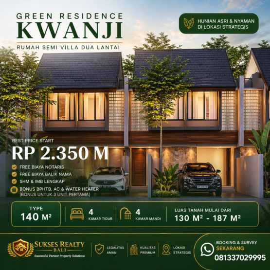 Rumah di Jual Di Dalung Green Kwanji Residence Dalung Badung - foto 1