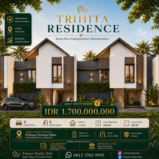 Rumah di Jual Di Denpasar Trihita Residence Mahendradata Denpasar Barat📍 - foto 1