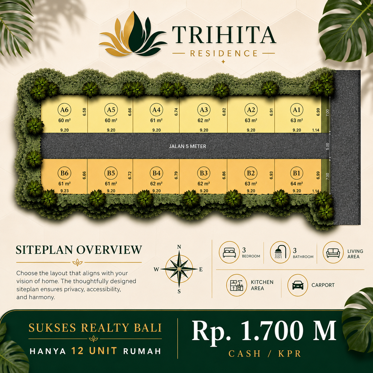 Rumah di Jual Di Denpasar Trihita Residence Mahendradata Denpasar Barat📍 - foto 4
