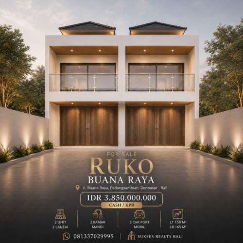 Ruko di Jual Di Denpasar Barat Ruko PREMIUM di Jalan Utama Buana Raya Denpasar 📍 - foto 1