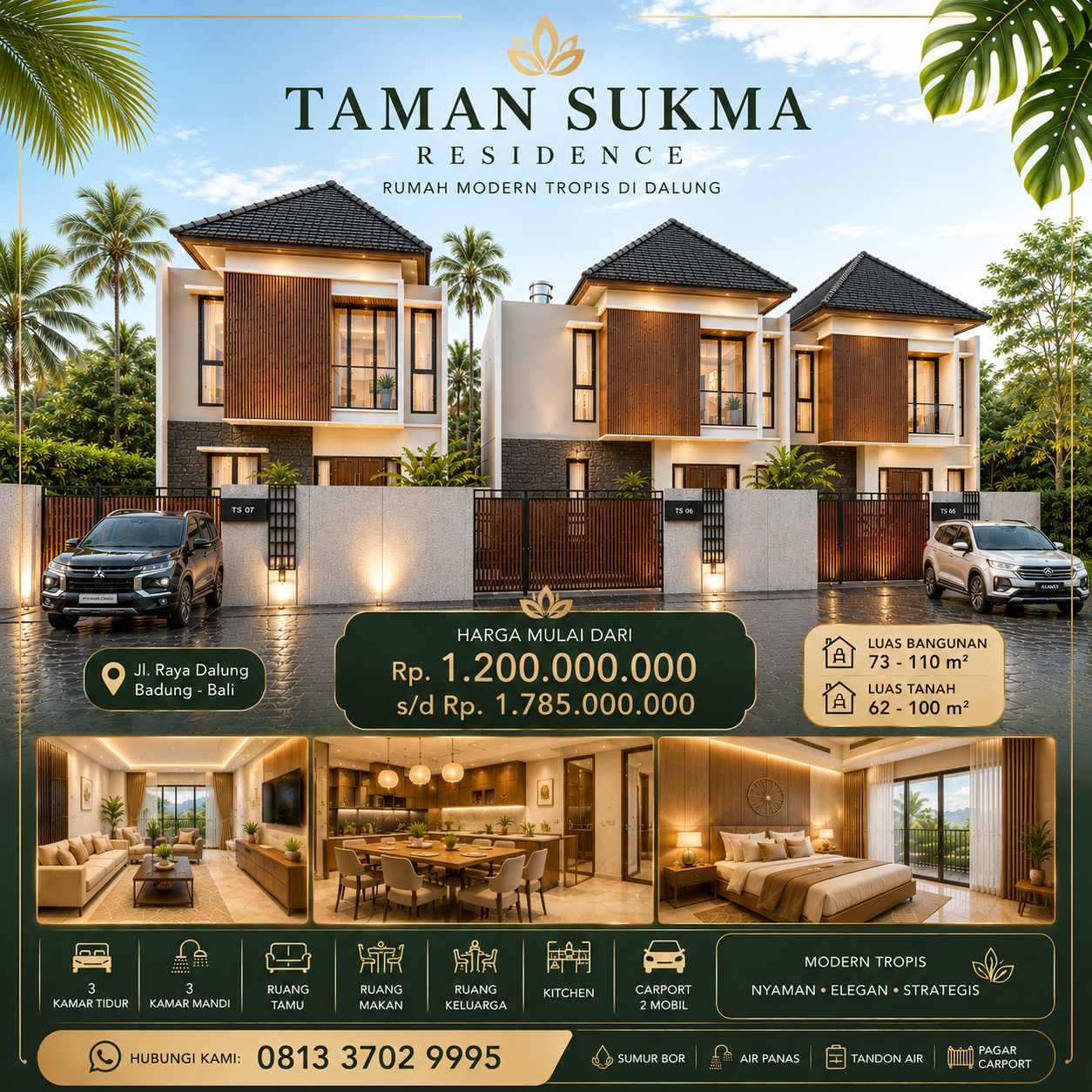 Rumah Dijual di Dalung 2 Lantai: Taman Sukma Residence Modern Tropis - foto 2