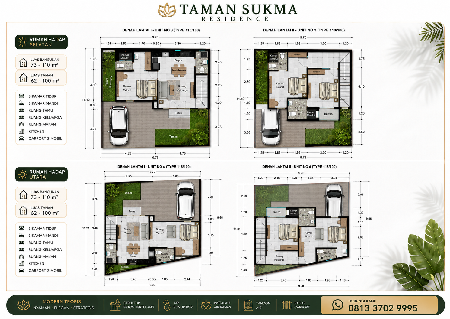 Rumah Dijual di Dalung 2 Lantai: Taman Sukma Residence Modern Tropis - foto 5