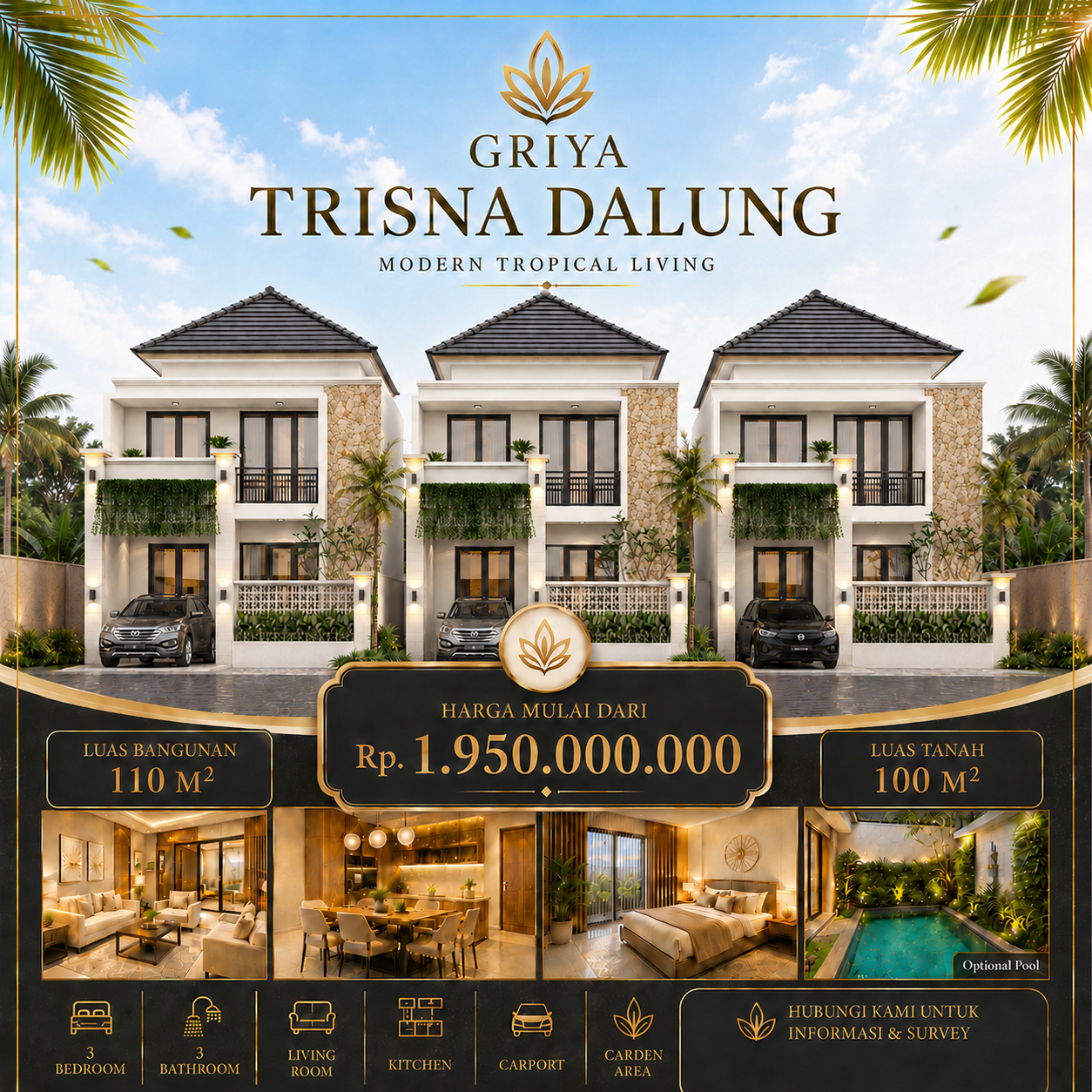 Rumah di Jual di Dalung Griya Trisna – Rumah Modern Tropical di Dalung Dekat Canggu - foto 2