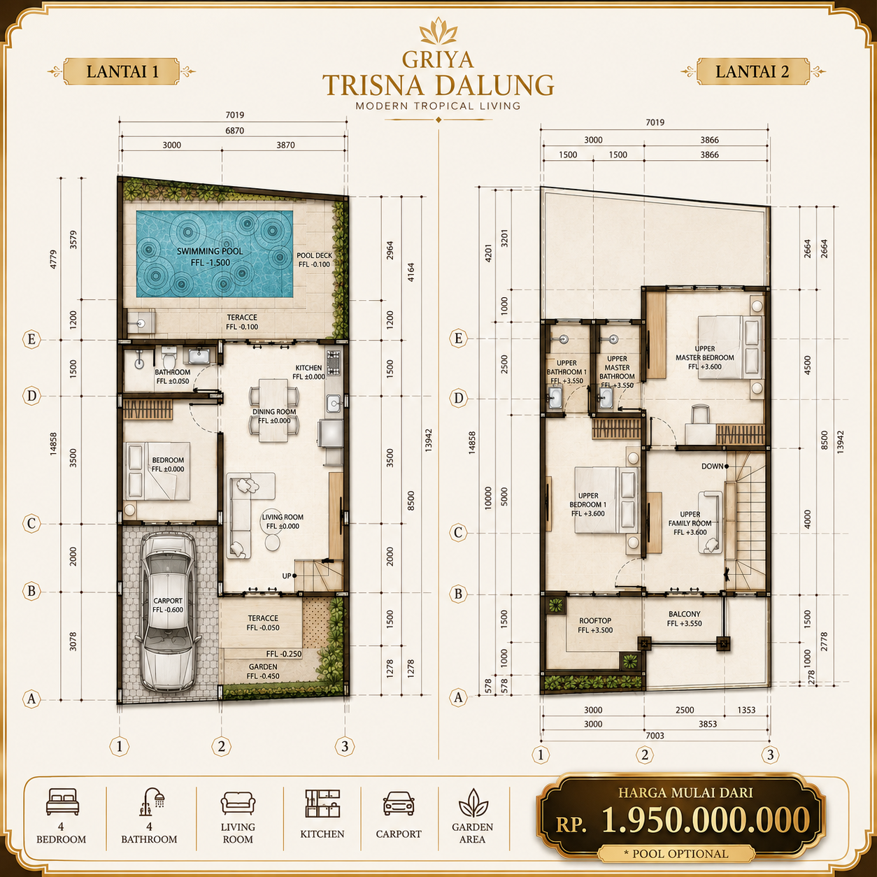 Rumah di Jual di Dalung Griya Trisna – Rumah Modern Tropical di Dalung Dekat Canggu - foto 3