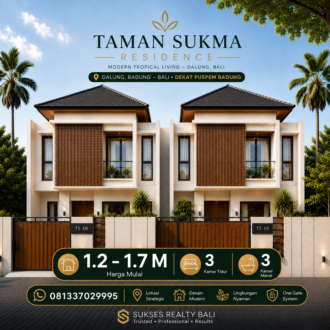 Rumah Dijual di Dalung 2 Lantai: Taman Sukma Residence Modern Tropis - foto 15
