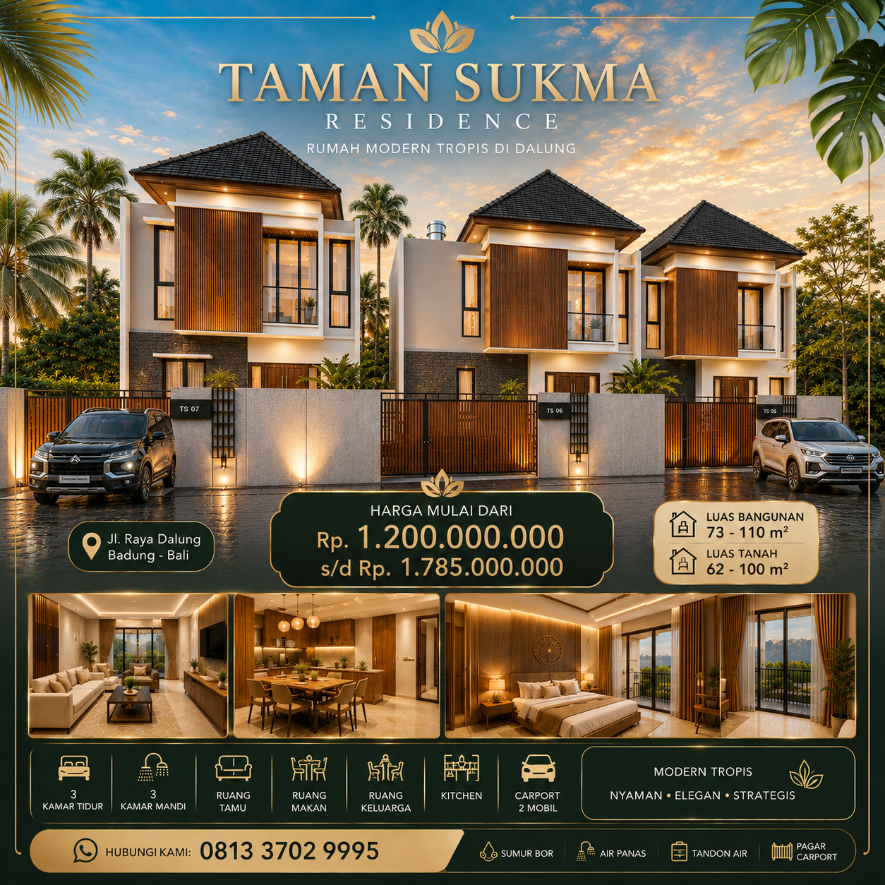 Rumah Dijual di Dalung 2 Lantai: Taman Sukma Residence Modern Tropis - foto 3