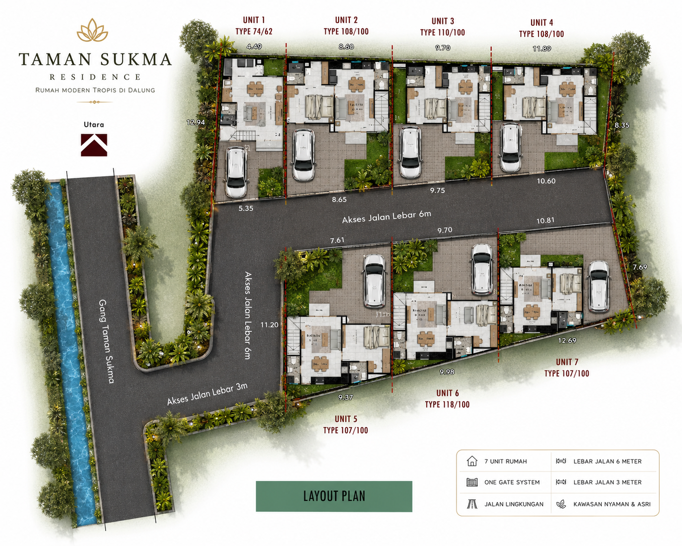 Rumah Dijual di Dalung 2 Lantai: Taman Sukma Residence Modern Tropis - foto 4