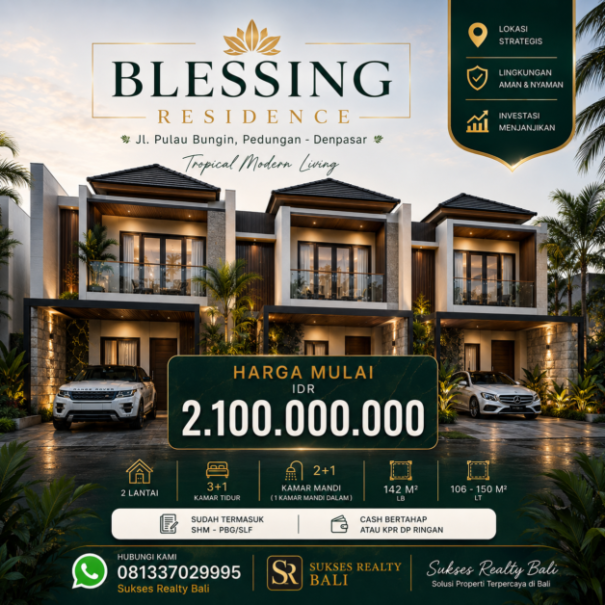 RUMAH DIJUAL DI DENPASAR BLESSING RESIDENCE Pilihan Hunian Premium Di Denpasar Selatan - foto 1