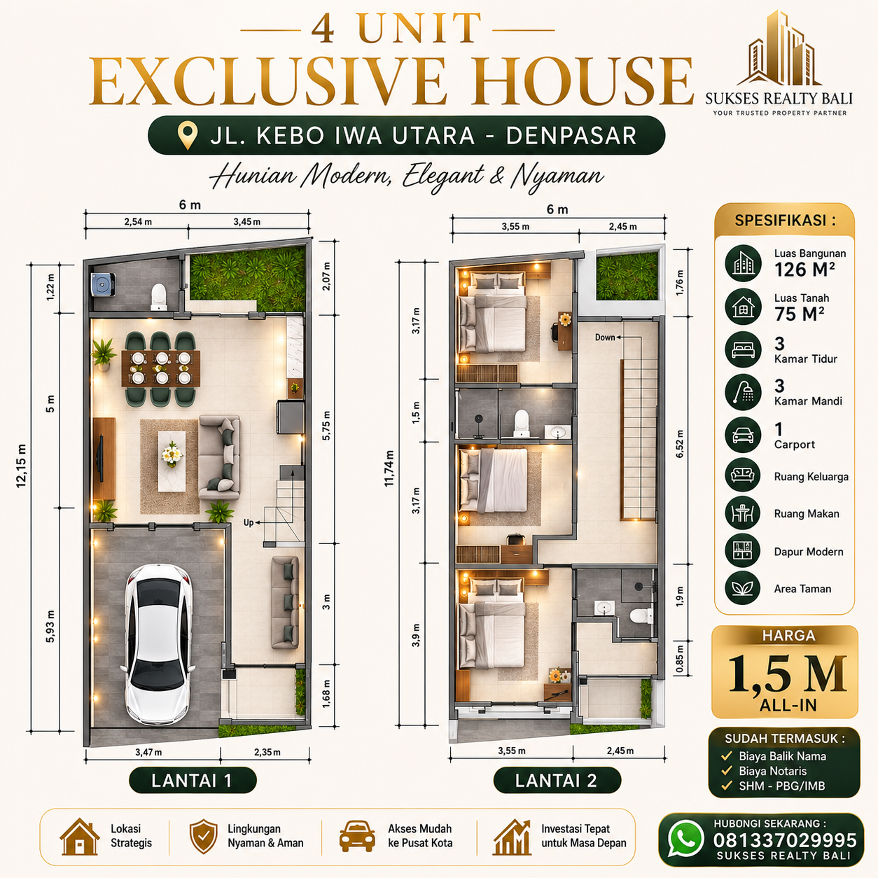 Rumah Di Jual Di Denpasar Exclusive House Kebo Iwa Denpasar Utara - foto 3