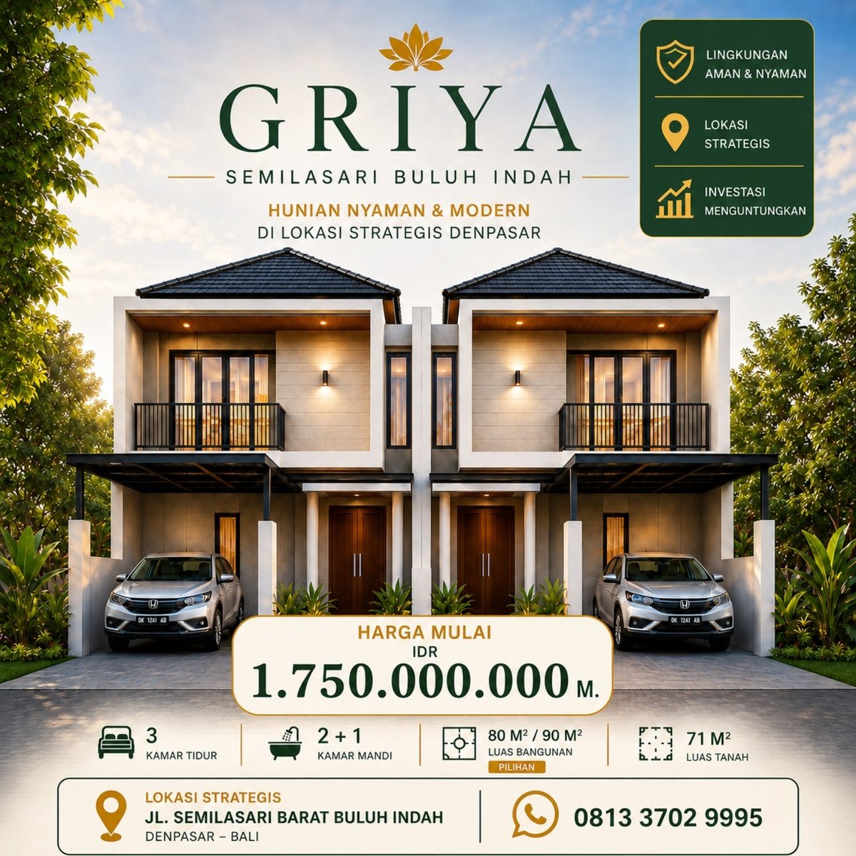 Rumah Dijual di Denpasar Barat GRIYA SEMILASARI Dekat Buluh Indah - foto 1