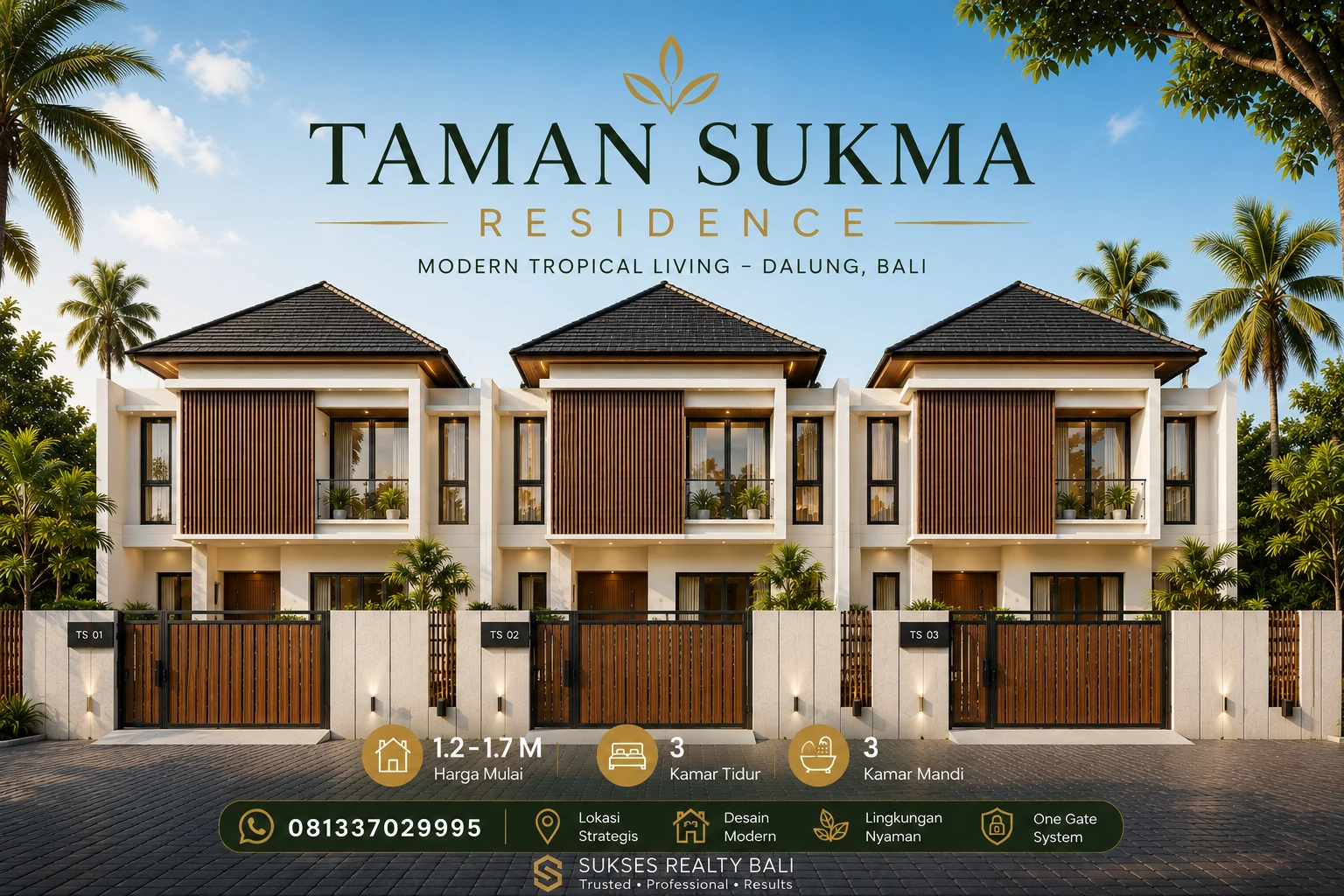 Rumah Dijual di Dalung 2 Lantai: Taman Sukma Residence Modern Tropis - foto 1