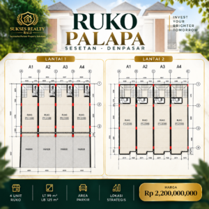 Layout Denah Ruko Dijual di Sesetan Denpasar