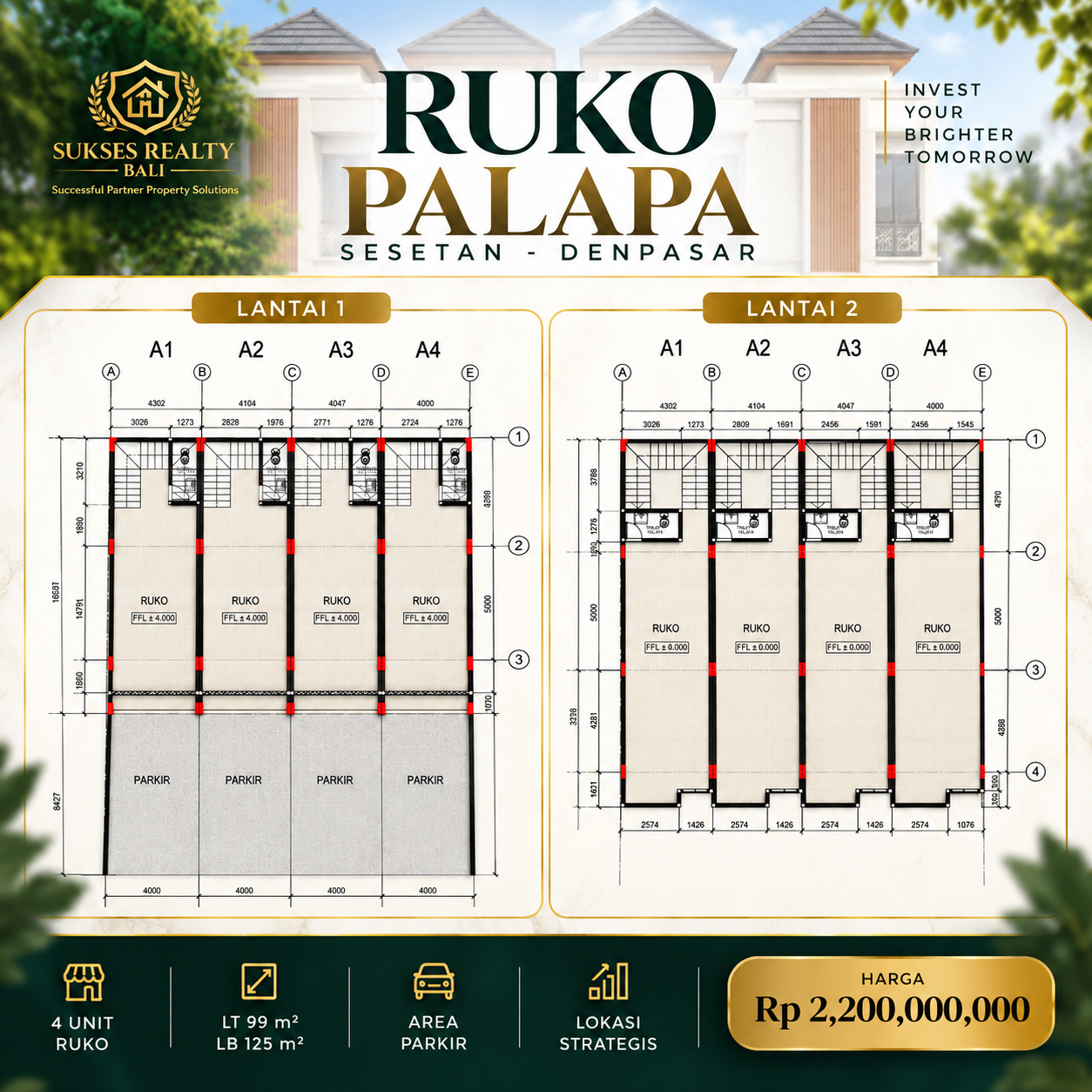 RUKO DIJUAL DI SESETAN DENPASAR – RUKO PALAPA Rp.2.2 M - foto 8