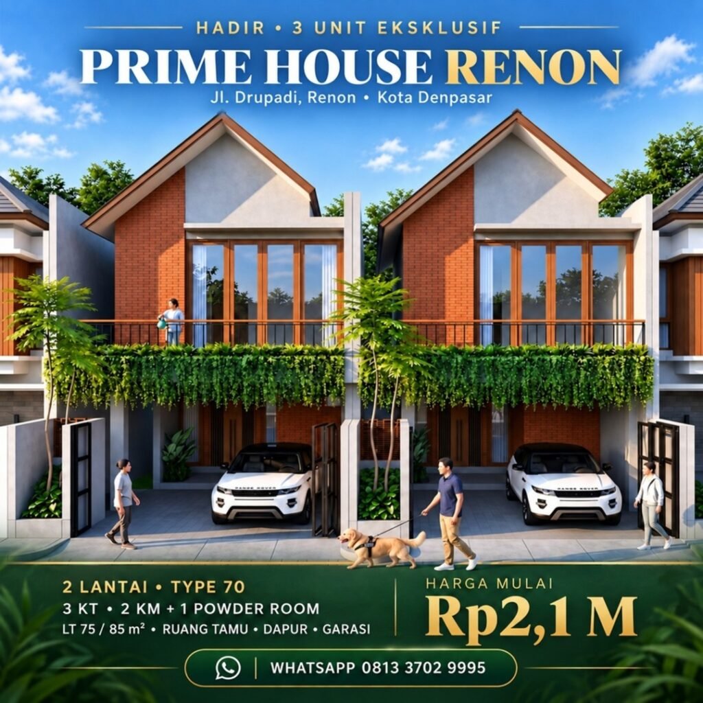 RUMAH DIJUAL DI RENON DENPASAR, 3 UNIT PRIME HOUSE RENON
